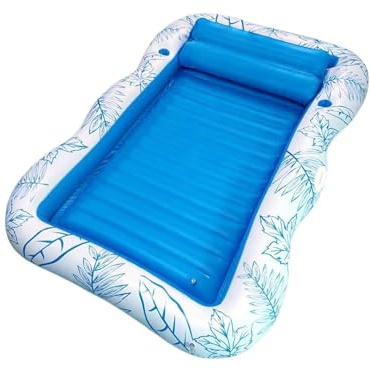Pool Lounger Float Adult, Inflatable Single Double Tanning Bed With Pillow