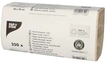 Papstar, 250 fogli di Carta Asciugamano 23 cm x 25 cm Natura Zig Zag, piegatura a V, 1 strati, # 17199