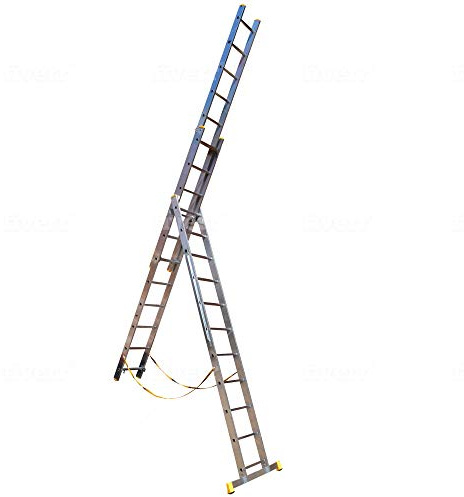 Trade Master Pro® 3 Section Stair Combi-All-in-One Extension Ladder, Step Ladder & Free Standing Ladders | Lightweight Aluminium | 150kg Weight Rating | EN131 Certified | Size: 3x11