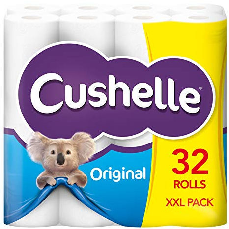 Cushelle Charmin Toilet Rolls 96 Rolls (3 x 32 Packs) Irresistibly Cushiony Soft White Toilet Tissue Ultra-Absorbent and Gentle on The Skin