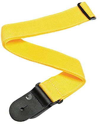 D'Addario Accessories Acoustic Electric Guitar Strap and Bass Guitar Strap - Polypropylene - Yellow, L