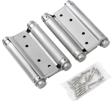 KATSU Bisagras de Resorte de Doble Acción de 5 125mm, 1 Par con Tornillos Bisagras de Acero Inoxidable para Puertas Batientes Dobles para Puertas Internas y Externas de Cocina de Salón 54611050
