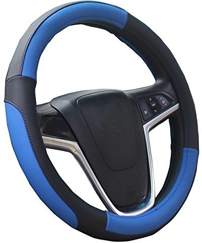 Lenkradabdeckung Lenkradhülle Lenkrad Abdeckung Lenkradbezug aus Mikrofaser-Leder 37-39 cm Schwarz Blau Mayco Bell