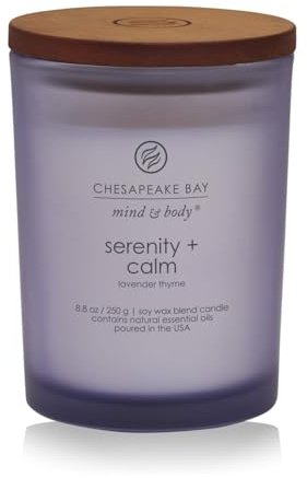 Chesapeake Bay Candle Medium Jar Scented Candle Serenity + Calm (Lavender Thyme) Home Décor Orange Gifting Idea Burn Time of 50 Hours