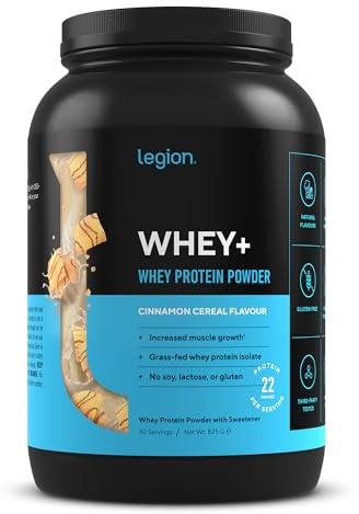 Legion Whey+ Whey Isolate Protein Powder from Grass Fed Cows - Low Carb, Low Calorie, Non-GMO, Lactose Free, Gluten Free, Sugar Free. Great for Weight Loss, 30 Servings (Cinnamon Cereal)