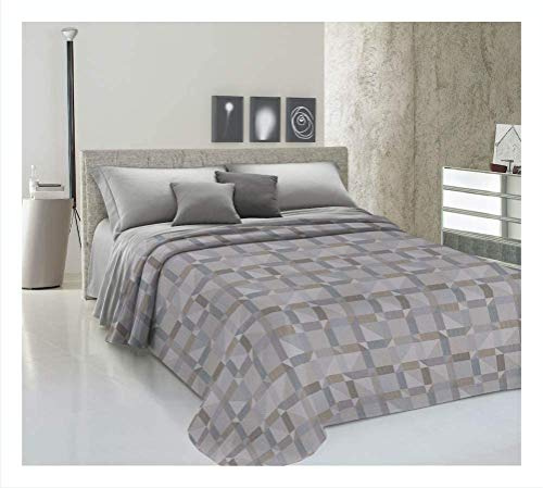 PELLECCHIA COLORI Copriletto Primavera/Estate in Piquet, Made in Italy | 100% Cotone Jacquard Fantasia Geometrica Beige, Singolo (170 x 280)