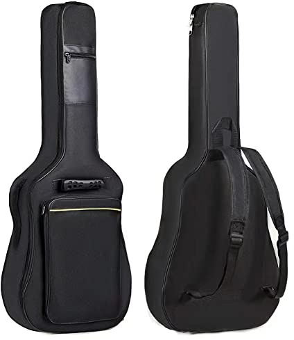H&Z Simple 40 41 42 Inch Acoustic Folk Guitar Bag Backpack Double Straps 600D Oxford Guitar Soft Carry Case Guitar Cover (41 inch)