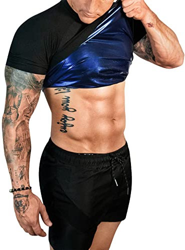 FUXERT Sauna-Shirt für Herren, Heißschweiß-Kompressions-T-Shirt, Gewichtsverlust, Workout-Shirts für Fitnessstudio, Workout, Sport, solide, schwarz, X-Large