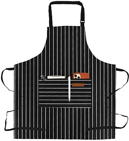 APRONPANDA Aprons for Women with Pockets Unisex Adults Cooking Baking Kitchen Chef Cotton Apron Adjustable Bib
