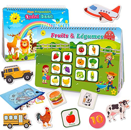 Gralal Quiet Book Version Française, Livre Montessori 2-5 Ans Busy Book Jeux Educatif Enfant, Jouet Enfants Cadeau Bebe Motricité Fine Jouet Sensoriel Alphabet - Cadeau Noël Enfants