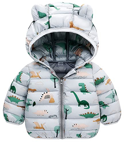 JinBei Cappotto Piumino Bambino Giacca Invernale Cappuccio Grigio, 2-3 Anni
