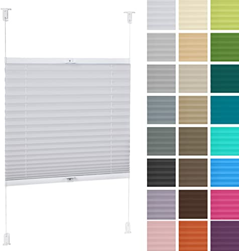 DECOOR Persiana Plisada sin taladrar 25cm x 100cm Estores enrollables para Ventanas y Puertas Interior fácil Montaje Protección de Privacidad y Solar a Medida Blanco