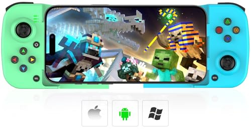 Megadream Mobile Game Controller Gamepad for iPhone iOS Android PC: Works with iPhone 16/15/14/13/12/11, iPad, Samsung Galaxy, TCL, Tablet, Call of Duty, Roblox - Directly Play (Blue+Green)