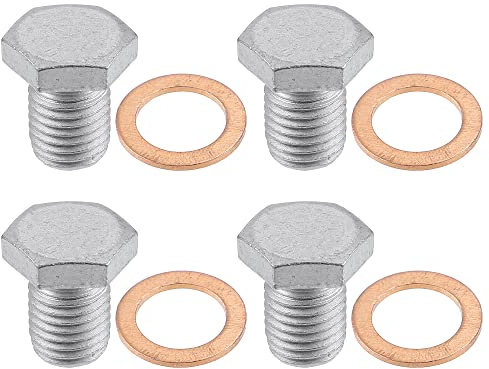 QUARKZMAN 4 Stück Ölablassschraube mit Dichtring M12x1.5 Stahl Motor Öl Ablassschraube für BMW Silber