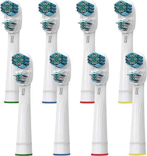 Smartroics 8 Pcs Dual Clean Replacement Toothbrush Heads Compatible with Oralb Electric Toothbrush, Double Heads and Soft Bristle for Superior Cleaning and Whitening