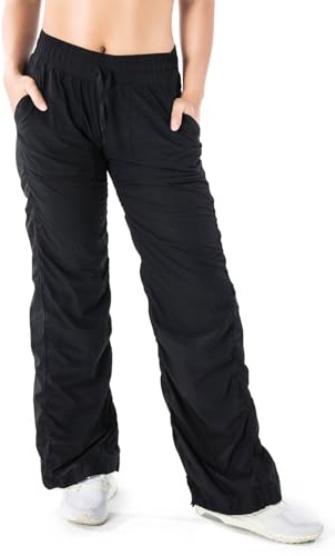 Yogipace Tall Women's Lightweight Wrinkle Resistant Dance Studio Pants,Travel Pant with UV Protection,34,Black,Size Medium