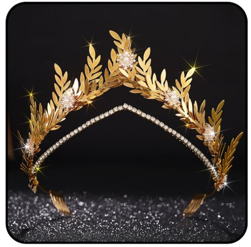 Zoestar Bröllopskronor och tiaras guldblad kronor pannband kronor strass blommor gudinna huvudbonader prinsessa brud huvudbonader för kvinnor och flickor, legering