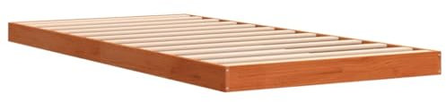 vidaXL Massivholzbett, Holzbett Bett für Schlafzimmer, Bettgestell Bettrahmen mit Lattenrost, Einzelbett Modernes Design, Wachsbraun 100x200cm Kiefer
