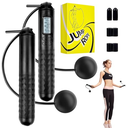 Ropeless Skipping Rope, Skipping Rope With Counter, Skipping Ropes For Adults, Cordless Skipping Ropes Gravity Ball Jump Rope At Home Workout Experience Equipment For Women Men (Pink)