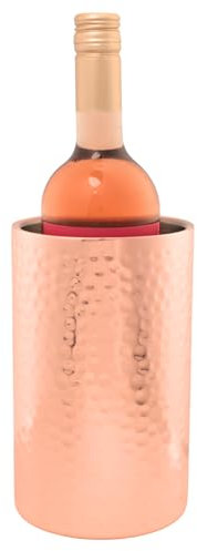 Raffreddatore per bottiglie di vino in oro rosa martellato – Raffreddatore per vino a doppia parete in rame – Secchio refrigeratore per vino per feste – Secchio isolato per champagne, elegante