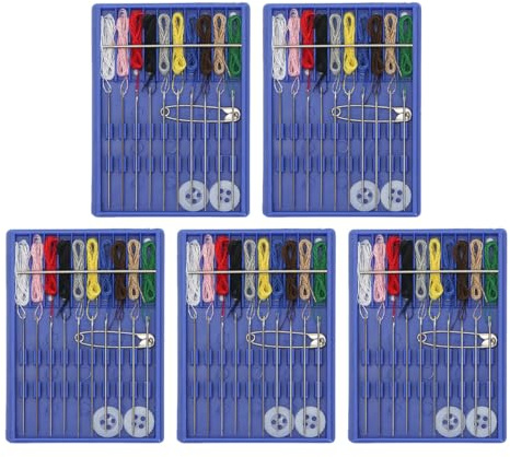 VOANZO Confezione da 5 Mini Kit da Cucito Kit da Cucito Portatile da Viaggio Set di Aghi e Filo di Emergenza Kit da Cucito Compatto per Principianti Adulti Amici Famiglia Accessori da Cucito utili
