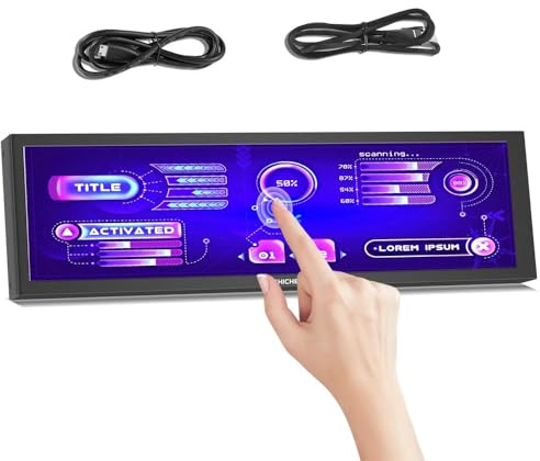 JQVDE Monitor táctil HDMI de 8,8 Pulgadas, Largo y Ancho, con Carcasa, Pantalla de Temperatura for PC, Panel Sensor for PC, Pantalla pequeña, Extensor(8.8-Touch-Black)