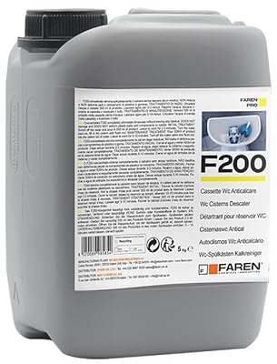 FAREN, Disincrostante Anticalcare F200, Elimina Incrostazioni di Calcare dalle cassette di scarico, Sicuro su Plastiche e Gomme, Efficiente ed Economico, 5lt (1, Latta 5lt)
