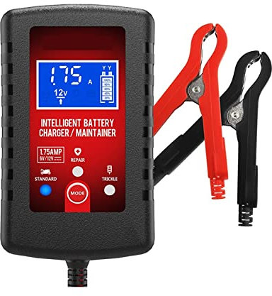 SHEHUALI Caricabatterie per Auto, 6V 12V 1.75A Manutentore Caricabatteria Moto Intelligente Automatico for Auto/RV/ATV/Barca Caricatore Automatico di Mantenimento Batteria