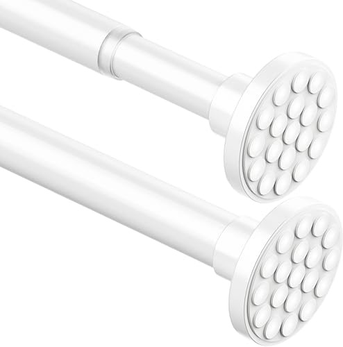 Teleskopstange Ausziehbar Duschvorhangstange ohne Bohren Gardinenstange zum Klemmen Teleskopstange Vorhang für Badezimmer,Schlafzimmer Weiß(85-195CM Φ25mm)