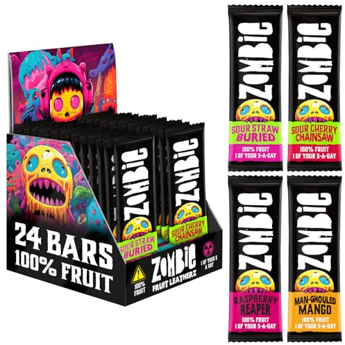 Zombie 100% Fruit Bars, Variety, Sweet & Sour Healthy Snacks, 24 x 25g Bars