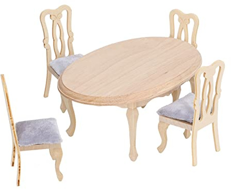 Silla de Mesa de Casa de Muñecas 1:12 Casa de Muñecas Muebles en Miniatura de Madera Silla de Comedor Juego de Silla de Comedor Decoración del Hogar