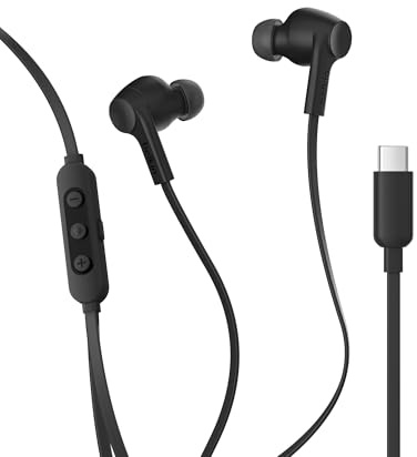 Belkin SoundForm ANC Earphones Wired with USB-C Connector, In-Ear Headphones with Microphone - Earbuds for iPhone 17, iPhone 16, iPad mini, Galaxy S25, Google Pixel 10, Android, and More - Black