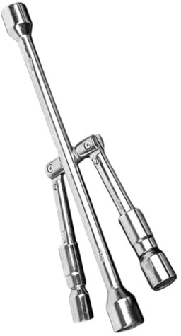 Ipetboom Llave de Tuercas Plegable de 4 Vías para Coche Herramienta de Acero Resistente para Reparación de Neumáticos Llave Cruz Compacta para Suv y Camiones Uso Automotriz Portátil