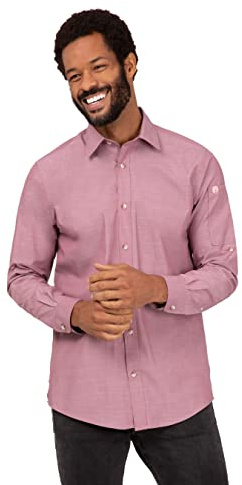 Chef Works Camisa Chambray para hombre, rosa polvoriento, XXL