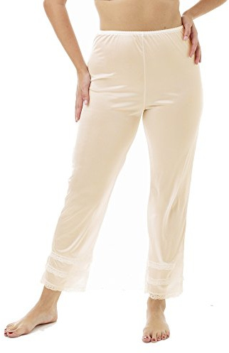 Underworks Nylon Ankle Length Beige Pantliner Pant Slip with Snip a Length Beige Small