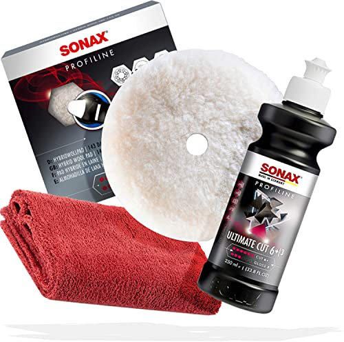 detailmate ULTIMATE CUT - Set di lucidanti Sonax adatto per levigatrice eccentrica, 125 mm, 750 W, DA502, DAPSET-EU, lucidatrice a batteria 20 V CODDAP LD502, rotativa 1200 Watt SPTA0020