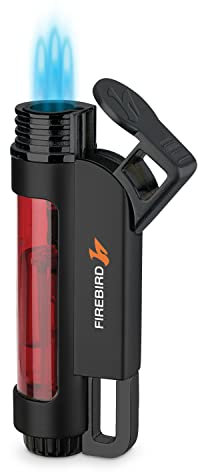Mechero Soplete Firebird Illume - Encendedor Triple Llama - Recargable con Gas butano (no Incluido) - Gran Rueda para el Ajuste de Llama - Gran depósito de Gas - Ventana para Nivel de Gas