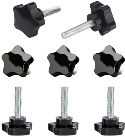 8 Piezas M12 Perilla de Sujecion, M12 x 30mm Rosca de Estrella Tornillo, Tornillo de Sujeción de Rosca, Cabeza Perilla de Estrella de Mango Moleteado Roscado Macho, para Máquina, Equipamiento