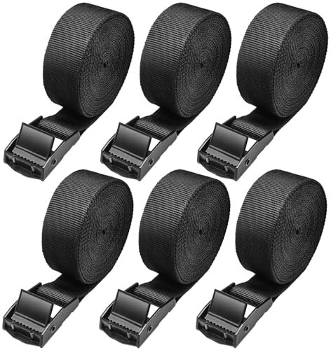 6 correas tensoras cortas, 250 cm, ajustables, 250 kg, capacidad de carga de 250 kg, pequeñas correas de fijación con hebilla de acero inoxidable, correas de sujeción para coche, portabicicletas y