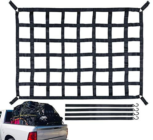 Anhänger-Ladenetz | Super Duty 4 x 4 Bungee Cargo Net - Frachtnetz erstreckt sich auf 30,5 x 45,7 cm für LKW-Ladefläche, Pickup-Ladefläche, Anhänger, Kofferraum, SUVs, Auto-Organizer-Netz für Lvtfco