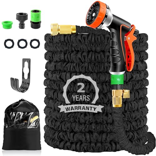 Flexibler Gartenschläuch 30m/100ft -ausdehnbarer Wasserschlauch mit 10 Sprühmuster, 3/4 & 1/2 Adapter, A flexibel Schlauch für Garten, Auto, zum Waschen und Gießen