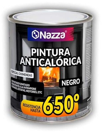 Pintura Anticalórica Negra Mate Alta Temperatura (Hasta 650ºC) - Especial para Estufas, Pinzas Freno, Chimeneas, Hornos, Barbacoas o Motor - 750ml