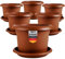SUSTANIA Elegantes 6er-Set Blumentopf groÃŸ 40 cm Durchmesser - Pflanzkübel groÃŸ auÃŸen in Terracotta, mit Untersetzer, Robust & Frostsicher, aus Kunststoff, für Garten, Balkon, Terasse