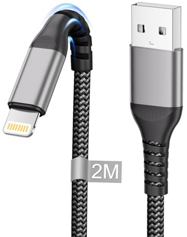 laddningskabel 2M [Apple MFi-certifierad], USB Lightning-kabel för phone 14, 13, 12, 11, Pro Max/Mini/XS/XR
