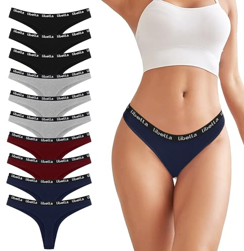 Uizuooy Strings Tanga Femme Coton Sexy Chic Culotte Stretch sous Vêtements Culottes Invisible Multipack Lot de 10 BBRG-XL