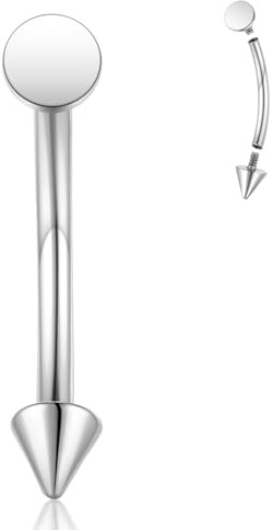 hengkaixuan G23, piercing per sopracciglia, in titanio, per sopracciglia, 16 g, per sopracciglia, per ombelico, per ombelico, per rook, daith, per labbra, per sopracciglia, 6 mm - 12 mm, Titanio