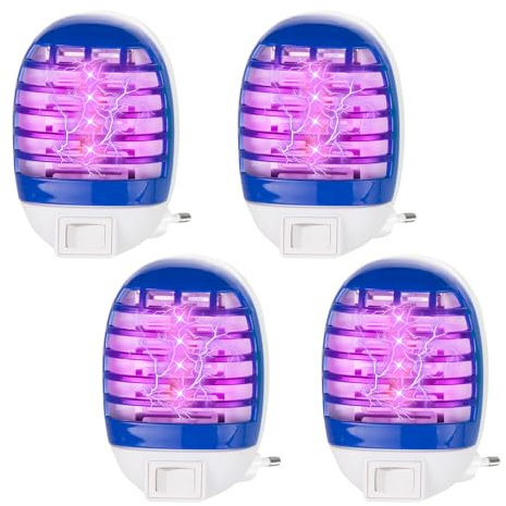 4 Paquets Lampe Anti-Moustique, électrique Moustique Tueur Lampe, Tueur d'Insectes Electrique, Lampe UV, Destructeur de Mouches, Anti-Moustique Intérieur, Piège à Mouches Efficace