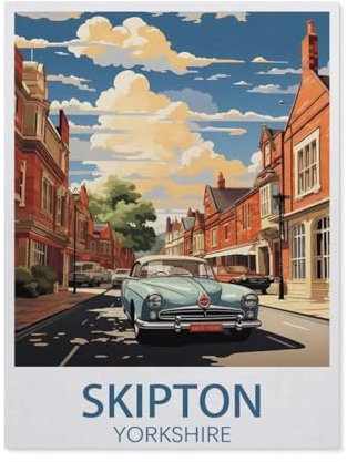 Jigsaw Puzzle 1000 Piece，Skipton Yorkshire Vintage Travel Poster，Classic Puzzle DIY Kit paper Toy Unique Gift Home Decor（50x70cm）-AR15