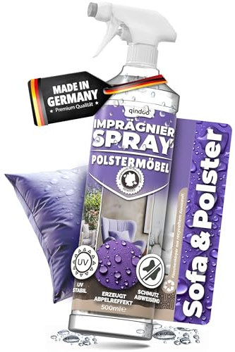 Imprägnierspray für Polster-Möbel, Fleckenschutz für Sofa, Couch & Autositze, Wasser & Schmutz, Qindoo Spray für Imprägnierung von Stoff, Cord und Bezügen, PFC frei, Made in Germany