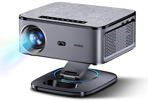 【1000 Ansi & Auto Focus】 XIWBSY Proyector 4K Soporte con WiFi 6 y Bluetooth 5.3, Gira 360 °, 35000 Lúmenes, Proyector Android Vídeo de Cine En Casa, Projector Portátil 4K